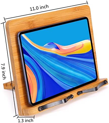 MEGREZ Bamboo Book Stand Foldable with 6 Height Adjustments