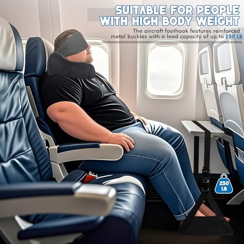 Quinnsus Airplane Foot Hammock with Eye Mask and Neck Pillow