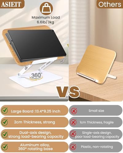 ASIEIT 360 Swivel Book Stand - Foldable Adjustable Portable