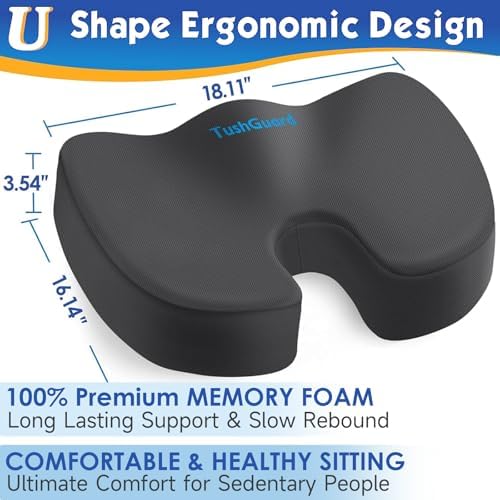 TushGuard Memory Foam Seat Cushion for Office Chair Relief