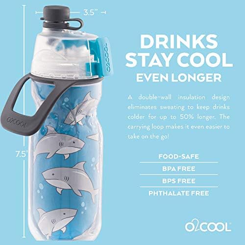 O2COOL Mist N Sip Water Bottle 12 oz 2-in-1