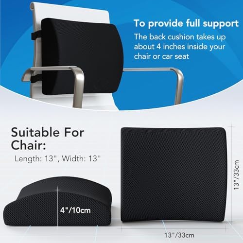 Qutool Memory Foam Seat Cushion with Lumbar Support Pillow