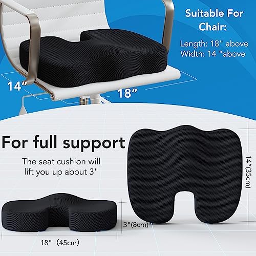 Qutool Memory Foam Seat Cushion with Lumbar Support Pillow