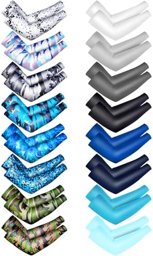 16 Pairs Kids Arm Sleeves for Basketball Baseball UV Protection Cooling