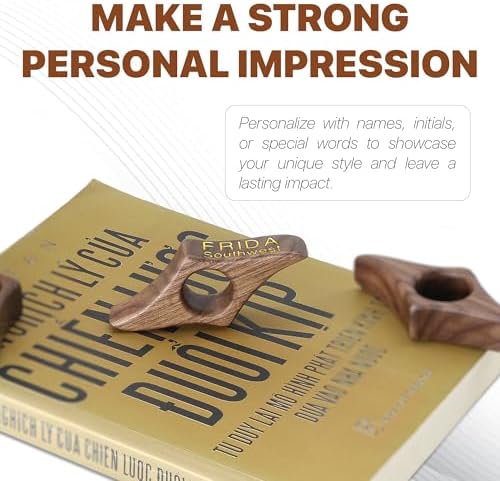 Personalized Walnut Book Page Holder with 3D Metal Letters