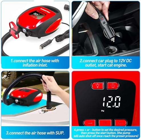 Polotrag Paddle Board Pump - Sup Pump Electric Portable with Auto-OffDeflation