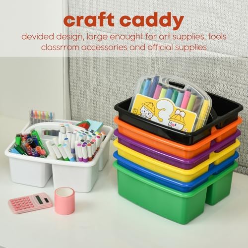 Alink Plastic Classroom Caddy Organizer with Handle 6-Pack 3 Compartments