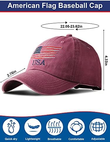 4 Pieces USA Flag Tactical Baseball Caps for Men Women Teens
