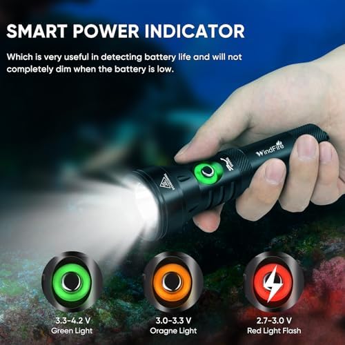 WINDFIRE 4 Modes Diving Flashlight with IPX8 Waterproof