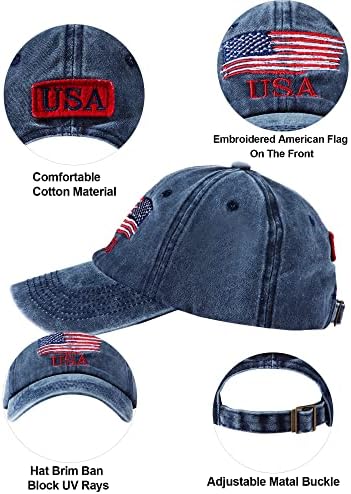 4 Pieces USA Flag Tactical Baseball Caps for Men Women Teens
