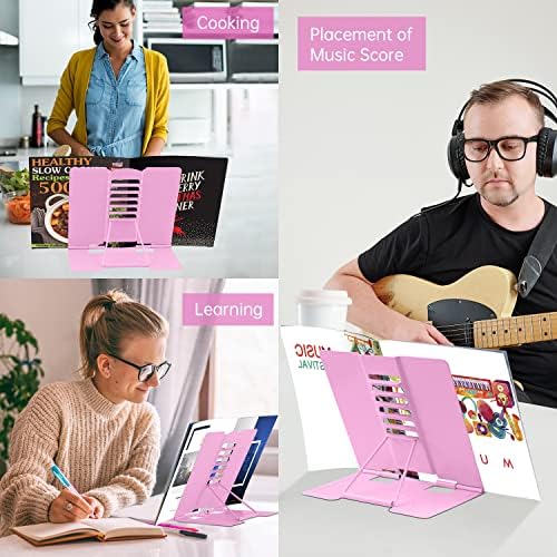 Honagu Adjustable Metal Book Stand for Reading Pink