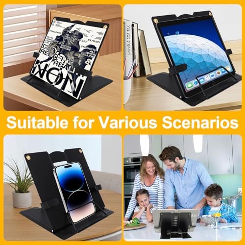 2 Pack Adjustable Metal Book Stand with Page Clips