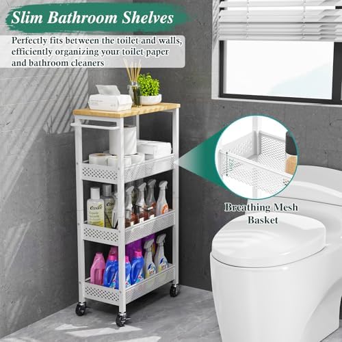 OKZEST 4-Tier Slim Storage Cart for Small Spaces