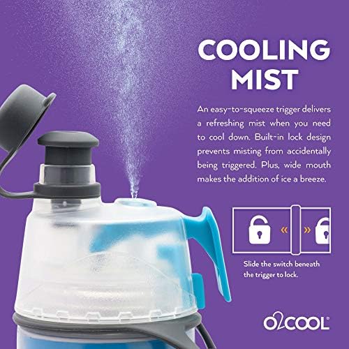 O2COOL Mist N Sip Water Bottle 12 oz 2-in-1