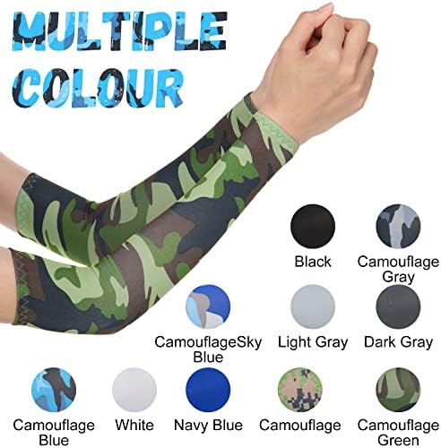 Yahenda 10 Pair Camouflage UV Protection Arm Sleeves for Kids 4-7
