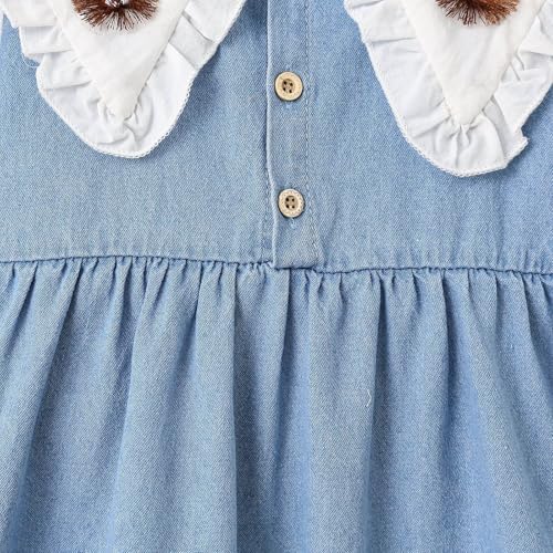 Toddler Girls Denim Puff Sleeve Summer Party Dress