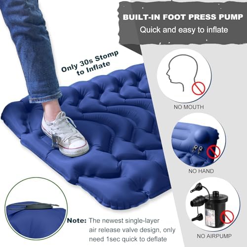 MEETPEAK 4 Inch Thick Inflatable Camping Sleeping Mat with Pillow