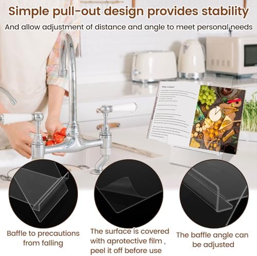 2Pcs Acrylic Cookbook Stand with Folding and Adjustable Design