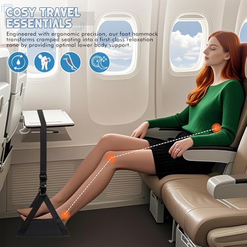 Quinnsus Airplane Foot Hammock with Eye Mask and Neck Pillow