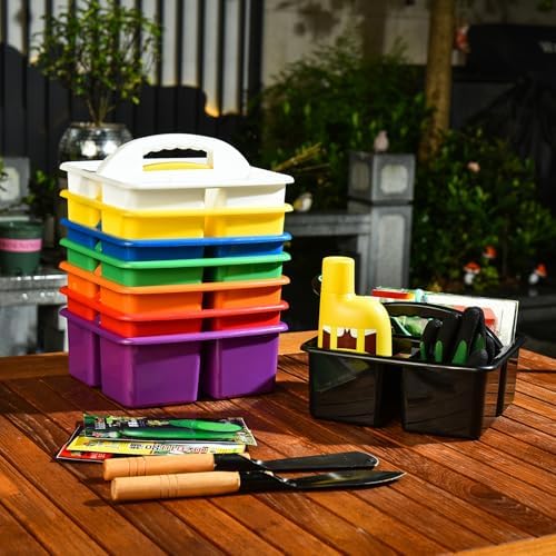 Alink Plastic Classroom Caddy Organizer with Handle 6-Pack 3 Compartments