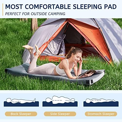 HomeMate Memory Foam Camping Mattress Pad 3 Inch Roll Up