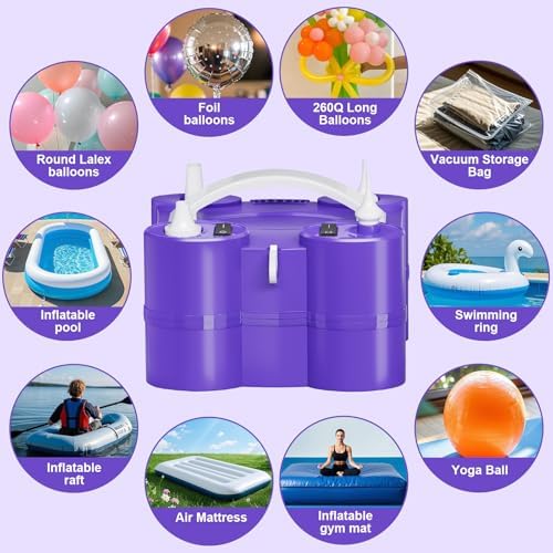 FLSEPAMB 3-in-1 Electric Balloon Pump with Dual Nozzles and Balloon Cutter