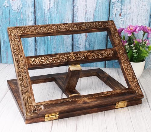 Adjustable Wooden Book Stand for Bible Quran Gita Prayer Display 1