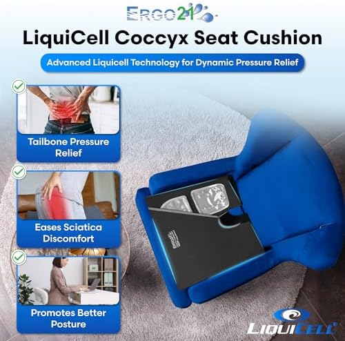 ERGO21 LiquiCell Coccyx Cushion for Tailbone Pain Relief