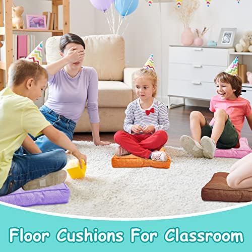 Tatuo 12 Pcs Square Floor Cushions for Kids and Classroom