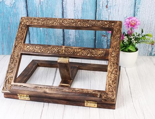 Adjustable Wooden Book Stand for Bible Quran Gita Prayer Display 1