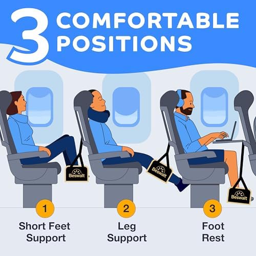 Portable Airplane Foot Hammock with Memory Foam - Beswalt Black