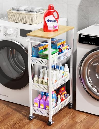 OKZEST 4-Tier Slim Storage Cart for Small Spaces