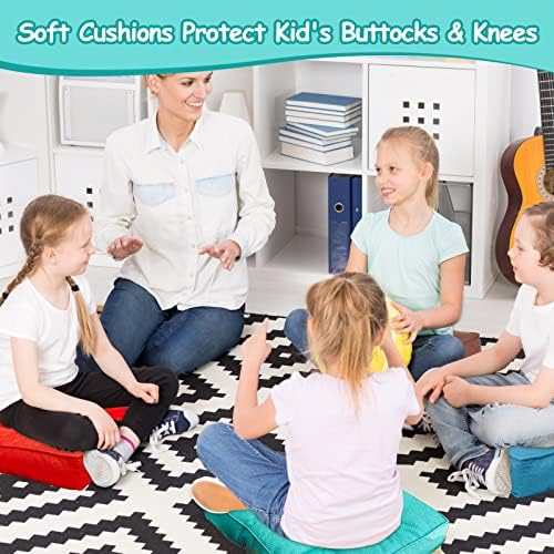 Tatuo 12 Pcs Square Floor Cushions for Kids and Classroom