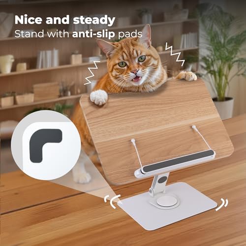 Adjustable Book Stand with 360 Rotating Base