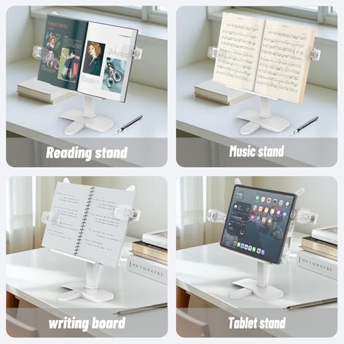 Adjustable Book Stand with Page Clips for Textbook and Tablet 1