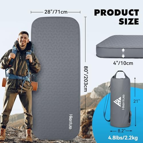 Hikenture 4 Thick Self-Inflating Sleeping Pad with Electric Pump