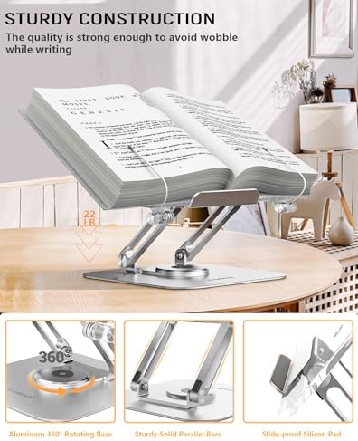 AC ISLAND Adjustable Book Stand with 360 Rotating Base