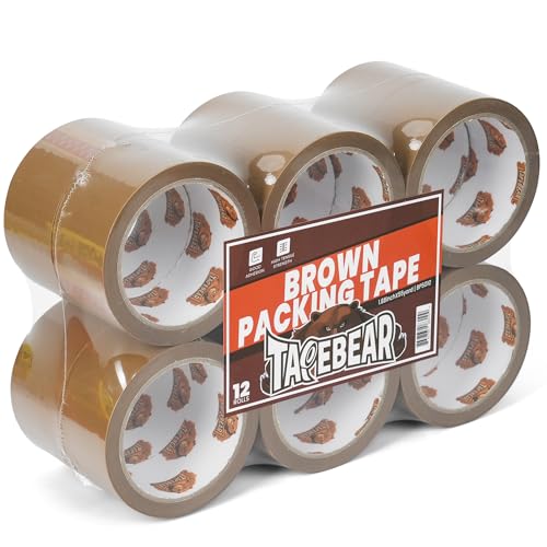 Brown Packing Tape 12 Rolls Heavy Duty Refills