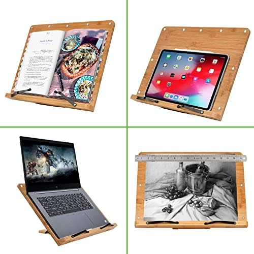 NUNET X-Large Bamboo Book Stand with 8 Tilt Angles and Magnets