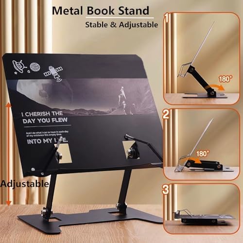 Adjustable Metal Book Stand for Reading Cooking and Tablets Black 1