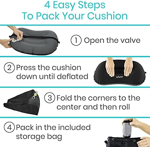 Vive Inflatable Lumbar Pillow - Adjustable Back Support for Travel Car Office