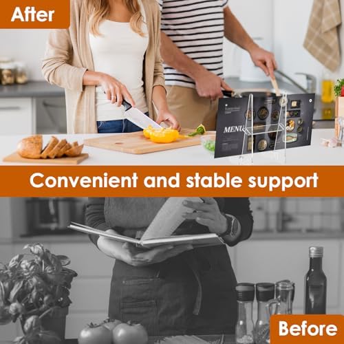 2Pcs Acrylic Cookbook Stand for Kitchen and Office