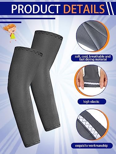 Newcotte 12 Pairs Kids Arm Sleeves for Sports and UV Protection