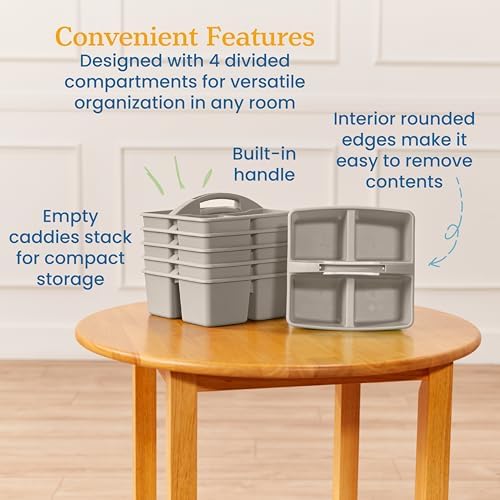 ECR4Kids 4-Compartment Storage Caddy Grey 6-Pack