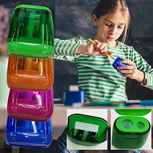 Compact Manual Pencil Sharpener with Double Hole and Cover