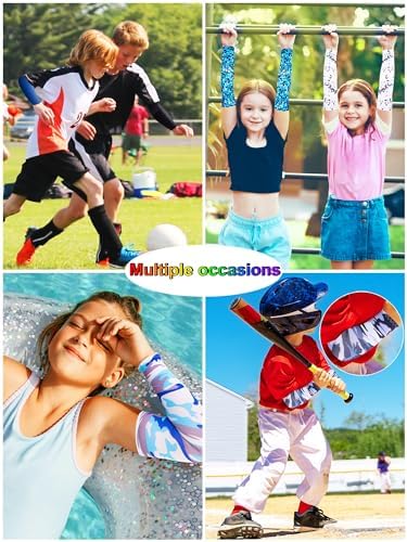 16 Pairs Kids Arm Sleeves for Basketball Baseball UV Protection Cooling