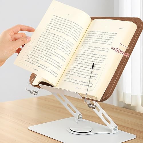 FantasyDay Book Stand Reading Holder with Page Clips Foldable Stand Walnut