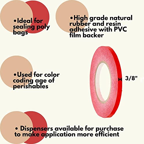PSBM Red Poly Bag Tape Kit 6 Rolls Dispenser