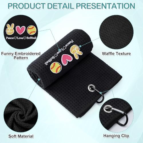 4 Pieces Funny Softball Pitching Towel Set with Clip