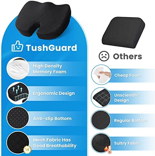 TushGuard Memory Foam Seat Cushion for Sciatica Relief